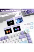 Ajazz Ak820 Pro Mekanik Rgb Oyun Klavyesi,3 Modlu Tft Renkli Ekran Cnc Düğmeli 81 Tuş Mor Beyaz - 5
