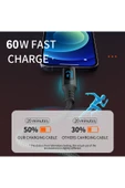 PD60W Hızlı Şarj Kablosu, Led Ekranlı, 480Mbps Type-C to Type-C Kablo, USB C to USB C 1 Metre U05CC3 thumbnail 2