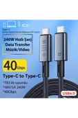 40Gbps 240W 4.0 Thunderbolt Type-C to Type-C Şarj Data ve 8K 60Hz Görüntü Aktarım Kablosu 50cm ZR848 - 3