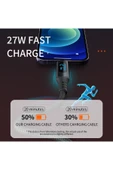 PD27W Hızlı Şarj Kablosu, Led Ekranlı, 480Mbps Type-C to Lightning Kablo 1 Metre U05CL thumbnail 2