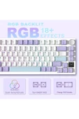 Ajazz Ak820 Pro Mekanik Rgb Oyun Klavyesi,3 Modlu Tft Renkli Ekran Cnc Düğmeli 81 Tuş Mor Beyaz - 2