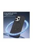 iPhone 14 Pro Max ile uyumlu Kılıf Karbon Fiber Görünümlü Magsafe ile uyumlu Stand olabilen Carbon thumbnail 6