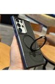 Galaxy S24 Ultra ile uyumlu Kılıf Karbon Fiber Görünümlü Magsafe ile uyumlu Stand olabilen Carbon thumbnail 2