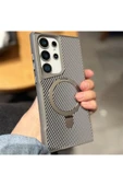 Galaxy S25 Ultra İle Uyumlu Kılıf Karbon Fiber Görünümlü Magsafe İle Uyumlu Stand Olabilen Carbon thumbnail 3