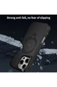 iPhone 16 ile uyumlu Kılıf Karbon Fiber Görünümlü Magsafe ile uyumlu Stand olabilen Carbon thumbnail 5