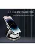 Magsafe Uyumlu 3in1 Kablosuz Şarj Cihazı iPhone Uyumlu Watch Uyumlu Masaüstü Portatif Katlanabilir - 6