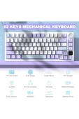 Ajazz Ak820 Pro Mekanik Rgb Oyun Klavyesi,3 Modlu Tft Renkli Ekran Cnc Düğmeli 81 Tuş Mor Beyaz - 7