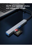 5Gbps Type-C ve USB Hub, 5in1, SDTF Kart Okuyucu, Type-C ve USB Çıkışlı USB C Hub Adaptörü ZR597 - 5