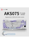 Ajazz AKS-075 Ergonomik Tasarım, TFT Ekranlı 3 Modlu Mekanik Klavye Mor Beyaz - Flying Fish Switch - 4
