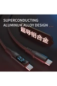 PD60W Hızlı Şarj Kablosu, Led Ekranlı, 480Mbps Type-C to Type-C Kablo, USB C to USB C 1 Metre U05CC3 thumbnail 5