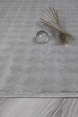 Bubble Oval Yumuşak Peluş Kaymaz Salon Oturma Odası Balkon Halısı Yolluk Gri - 2