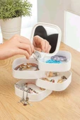 Takı Organizeri - 4 Katlı Aynalı Kare 360 Derece Dönebilen Takı Organizer Kutusu - 2
