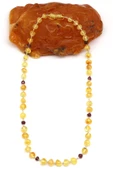 Damla Kehribar - Garnet Doğal Taş Bebek Diş Kolye - 33 cm - 1