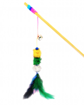 Kedi Oltası Ahşap Saplı Renkli Ponponlu & Tüylü Oyuncak 50cm - 2
