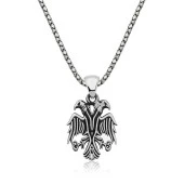 Gümüş Çift Başlı Kartal Erkek Kolye thumbnail 2