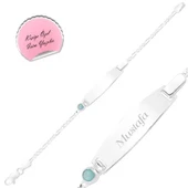 Gümüş Mavi Boncuklu Plaka Çocuk Bileklik thumbnail 2