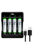 I-Gen G465 4'lü Pil Şarj Aleti + 4 Adet AAA 650 mAh Şarjlı İnce Kalem Pilli Set thumbnail 1