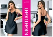 Nightlight Kadın Siyah Saten Gecelik İp Askılı 3655 - 4