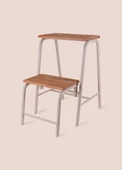 The Mia GLV0751 Ahşap 2 Basamaklı Tabure Merdiven Gri - 1