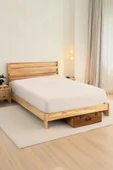 Upstyle Penye Lastikli Çarşaf Pamuklu Jersey Çift Kişilik 160x200cm Krem - 1