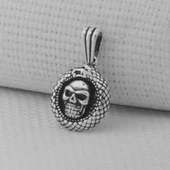 Kurukafa Yılan Tasarımlı 925 Ayar Gümüş Kolye Ucu thumbnail 2