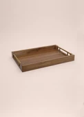 The Mia NTR0045 Natura Akasya Metal Kulplu Tepsi Gold 45x30 Cm - 3