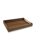 The Mia NTR0045 Natura Akasya Metal Kulplu Tepsi Gold 45x30 Cm - 1