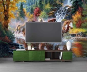 Nehir Üzerinde Atların Koşma Manzaralı Duvar Kağıdı thumbnail 3