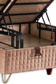 Elegance Lüks Baza ve Başlık Seti 140x190 cm Çift Kişilik Krem Babyface Kumaş Baza ve Başlık Takımı - 4