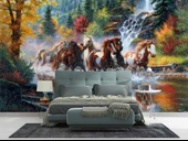 Nehir Üzerinde Atların Koşma Manzaralı Duvar Kağıdı thumbnail 2