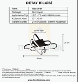 TT Aydınlatma TT338-SY  Kasef Model Mat Siyah Led Avize - 4