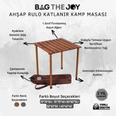 Bag The Joy 50x50x50 cm Ahşap Katlanır Kamp ve Piknik Masası - Kahverengi - 4