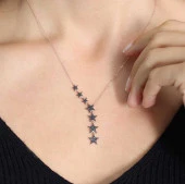 Gümüş Siyah Kayan Yıldızlar Bayan Kolye thumbnail 2