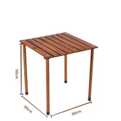 Bag The Joy 50x50x50 cm Ahşap Katlanır Kamp ve Piknik Masası - Kahverengi - 2