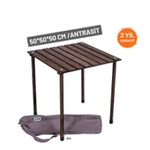 Bag The Joy 50x50x50 cm Ahşap Katlanır Kamp ve Piknik Masası - Antrasit - 1