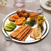 Schafer Ottoman Desenli Sunum Tabağı 1 Parça-Gümüş - 1
