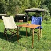 Bag The Joy 60x60x55 cm Ahşap Katlanır Kamp ve Piknik Masası - Kahverengi - 11