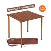 Bag The Joy 60x60x55 cm Ahşap Katlanır Kamp ve Piknik Masası - Kahverengi - 1
