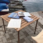 Bag The Joy 70x70x55 cm Ahşap Katlanır Kamp ve Piknik Masası - Kahverengi - 7