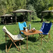 Bag The Joy 70x70x55 cm Ahşap Katlanır Kamp ve Piknik Masası - Kahverengi - 8