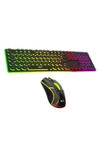 Mekanik 105 Tuşlu RGB LED Işıklı Kablolu Oyun Klavyesi+Fare BKB-8 - 1