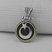 Beyaz Ayyıldız Tasarımlı Ortası Dönen 925 Ayar Gümüş Kolye Ucu thumbnail 1