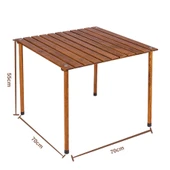 Bag The Joy 70x70x55 cm Ahşap Katlanır Kamp ve Piknik Masası - Kahverengi - 2