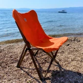 Bag The Joy Ahşap Katlanır Kamp Bahçe Sandalyesi Antrasit Iskelet Turuncu Kılıf - 8