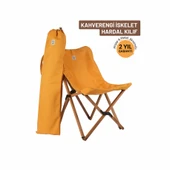 Bag The Joy Ahşap Katlanır Kamp ve Bahçe Sandalyesi Kahverengi İskelet Hardal Kılıf - 1