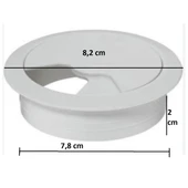 Masa Üstü Kablo Kanalı Deliği Kapağı Beyaz Masa Kapağı 8 cm (5 Adet) - 2
