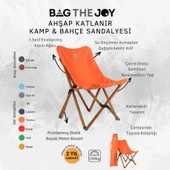 Bag The Joy Ahşap Katlanır Kamp Bahçe Sandalyesi Kahverengi Iskelet Turuncu Kılıf - 5