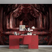 Kırmızı Yapraklı Orman Yolu Manzaralı Duvar Kağıdı thumbnail 4