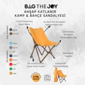 Bag The Joy Ahşap Katlanır Kamp Bahçe Sandalyesi Antrasit İskelet Hardal Kılıf - 6
