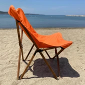 Bag The Joy Ahşap Katlanır Kamp Bahçe Sandalyesi Kahverengi Iskelet Turuncu Kılıf - 6